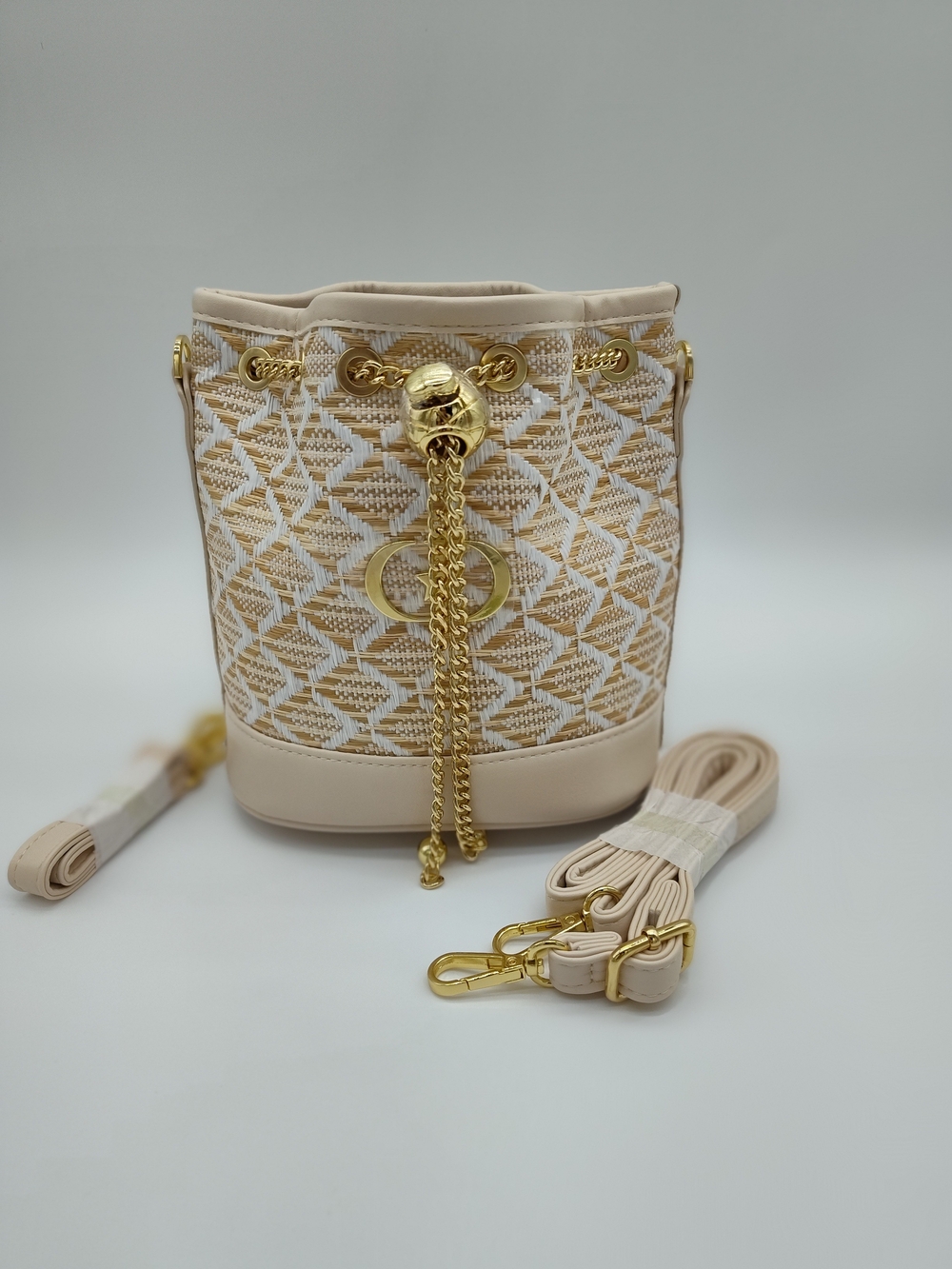 DIOR Beauty Bucket Bag Woven Cannage Gold Chain Crossbody Exclusive NIP